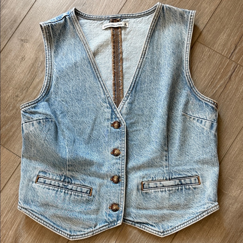 Abercrombie & Fitch Light Blue Denim Vest